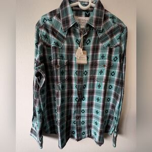 New Ryan Michael Button Down Western Shirt L NWT
